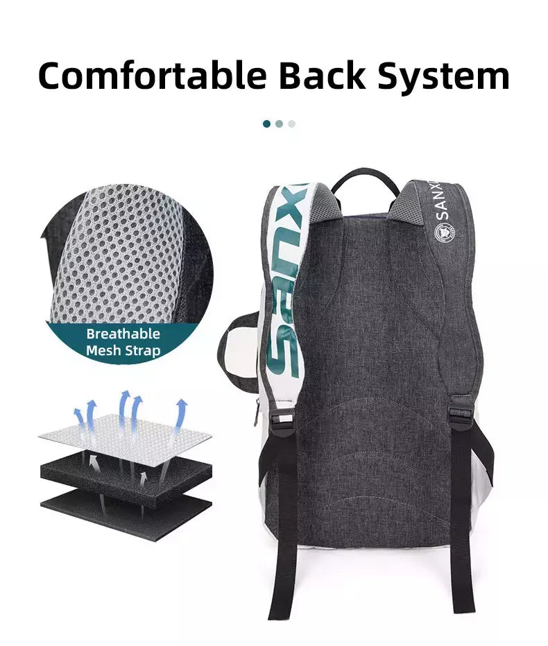 Mochila de remo de tênis dobrável para homens Squash Badminton Racket Bag Bolsa de transporte de raquetebol Sacos esportivos de grande capacidade