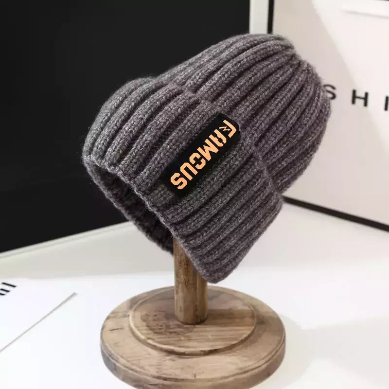 Gorros de tricô unissex para homens e mulheres, monocromático, macio crochê de lã, tampas de inverno quentes