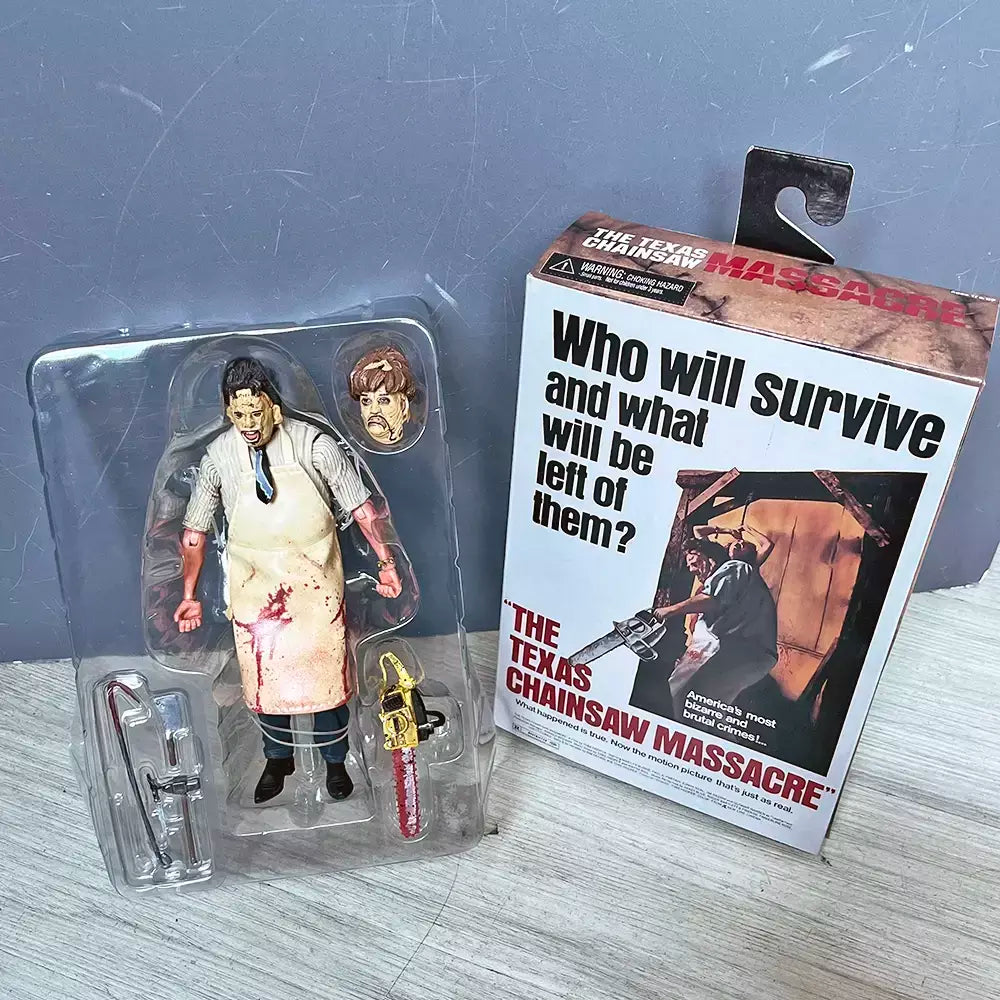 NECA Pennywise Leatherface Anime Figura Massacer Texas Chainsaw Figura Brinquedos Boneca Halloween Presentes de Natal