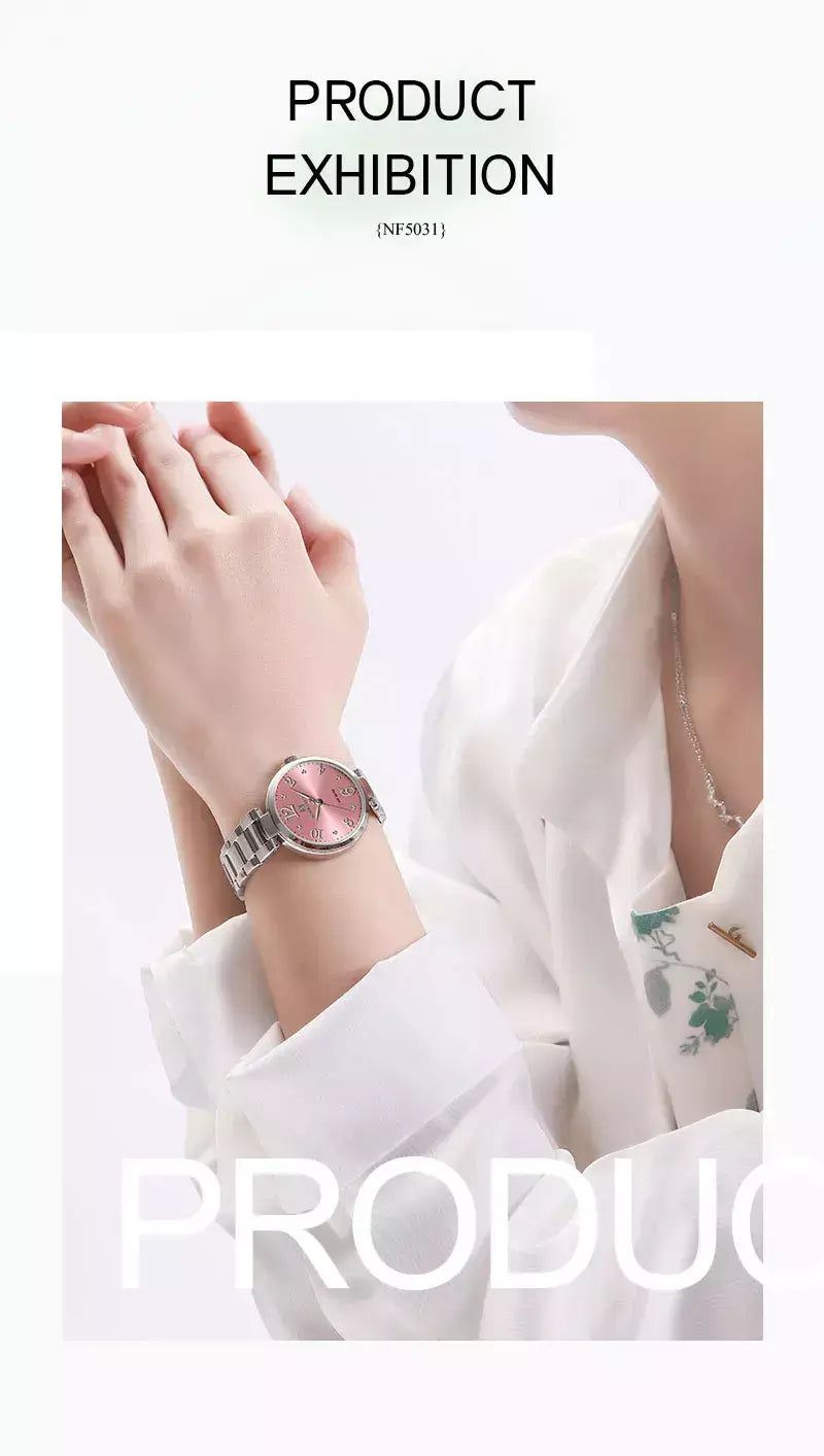 Naviforce relógio de pulso feminino, pulseira de aço inoxidável, impermeável, quartzo, romântico, marca superior, 2023