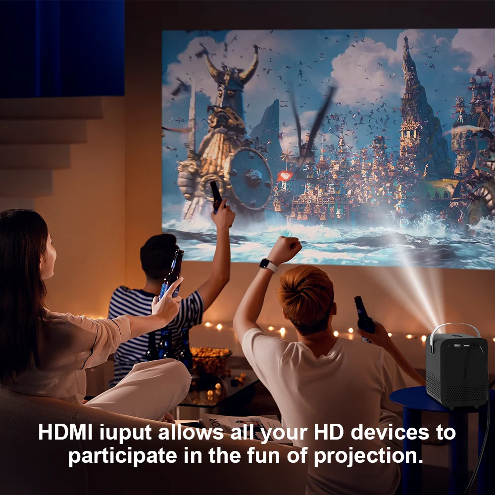 HONGTOP Android Inteligente Mini Projetor 300ANSI Lumen Projetor Portátil 4K com WIFI Bluetooth 1080P Home Movie Theater Beamer