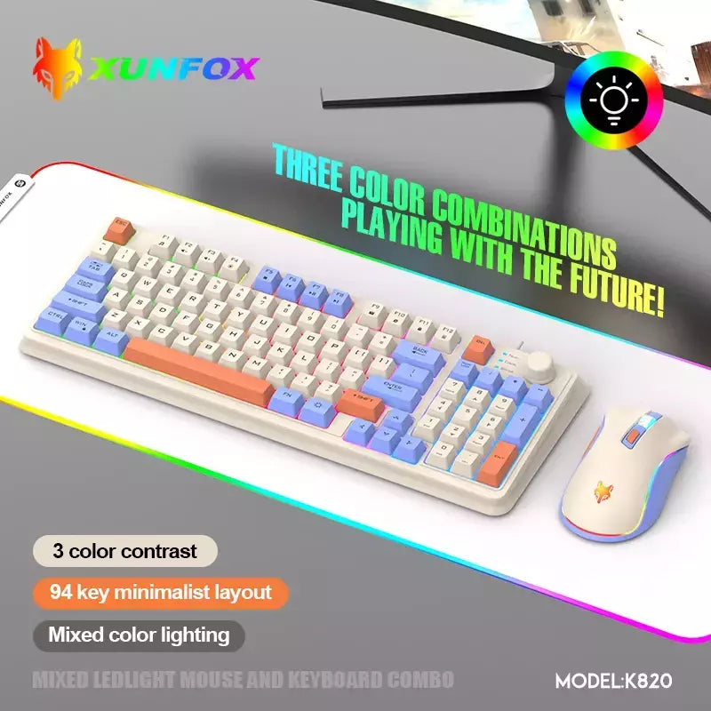 USB Wired Game Keyboard and Mouse Set, Iluminado, Desktop, Laptop, Casa, Escritório, Feminino, Masculino, K820