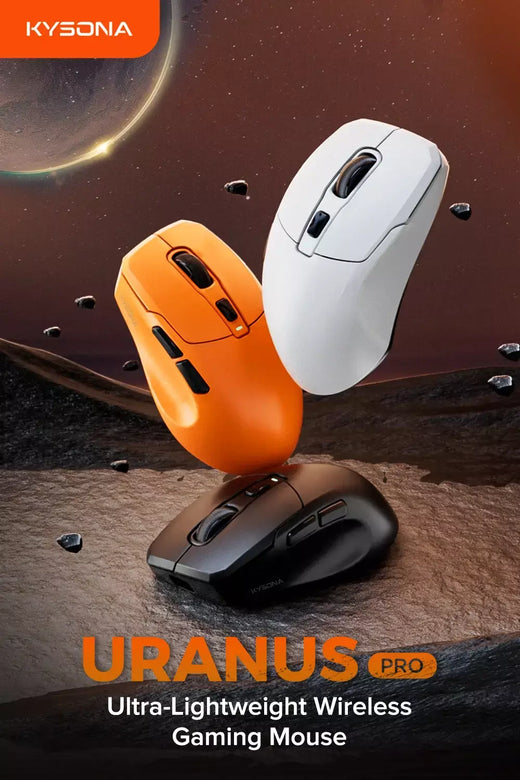 Kysona uranus pro mouse para jogos sem fio mouse ergonômico paw3395 54g 8khz taxa de pesquisa 26000dpi para mão direita grande pc gamer