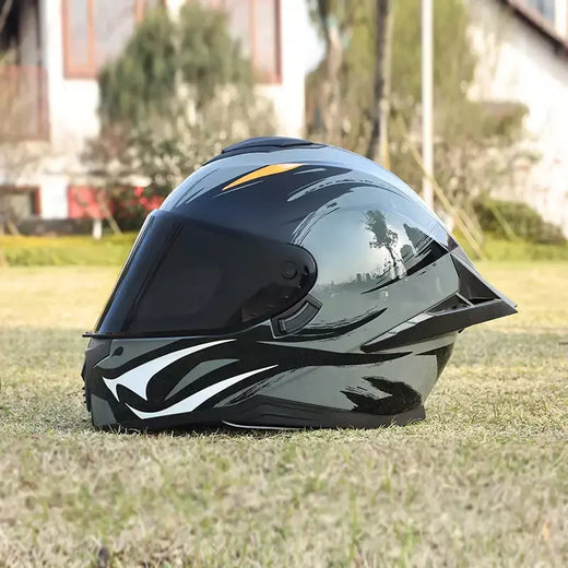 Capacete de motocicleta, capacete integral de espelho duplo masculino e feminino, carro esportivo de motocicleta, capacete integral para todas as estações
