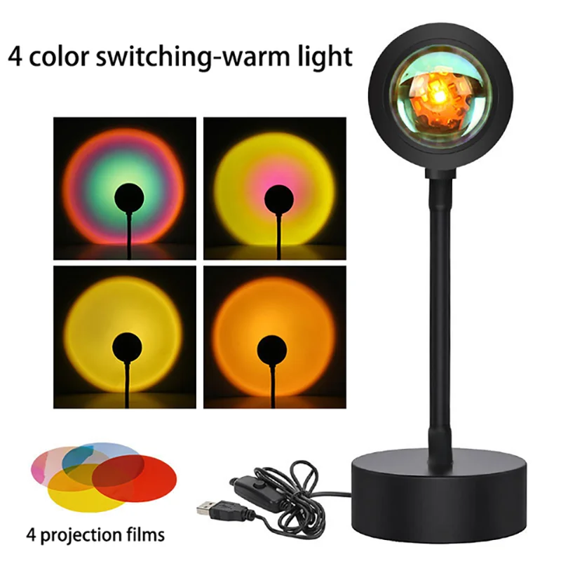 LED USB Sunset Lamp, Nightlights, Projetor, Birthday Party, Mood Lights, Quarto, Sala de estar, Fotografia de parede