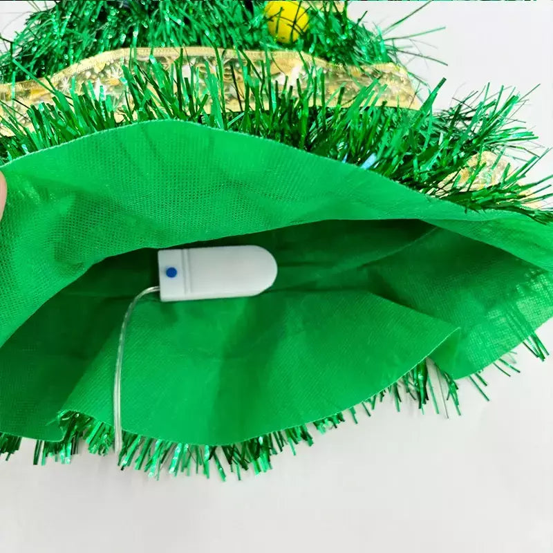 Led light up árvore de natal fita chapéus bonito engraçado chapéu de papai noel luminoso fantasia vestir-se boné para festa de natal presente foto adereços