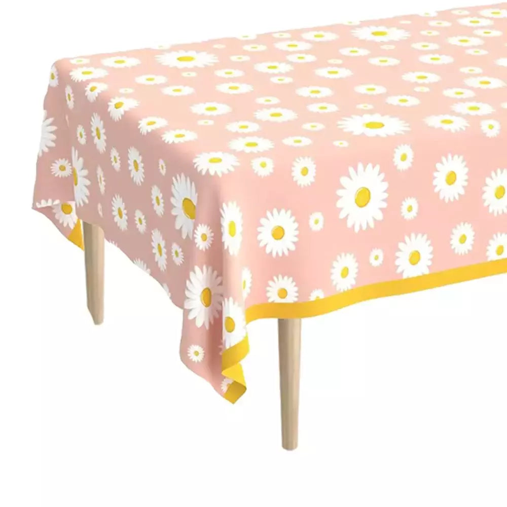 Toalha De Mesa De Flor De Daisy Descartável, Tampa De Mesa De Plástico, Decorações De Festa De Aniversário, Chuveiro De Bebê, Suprimentos De Casamento, Meninas