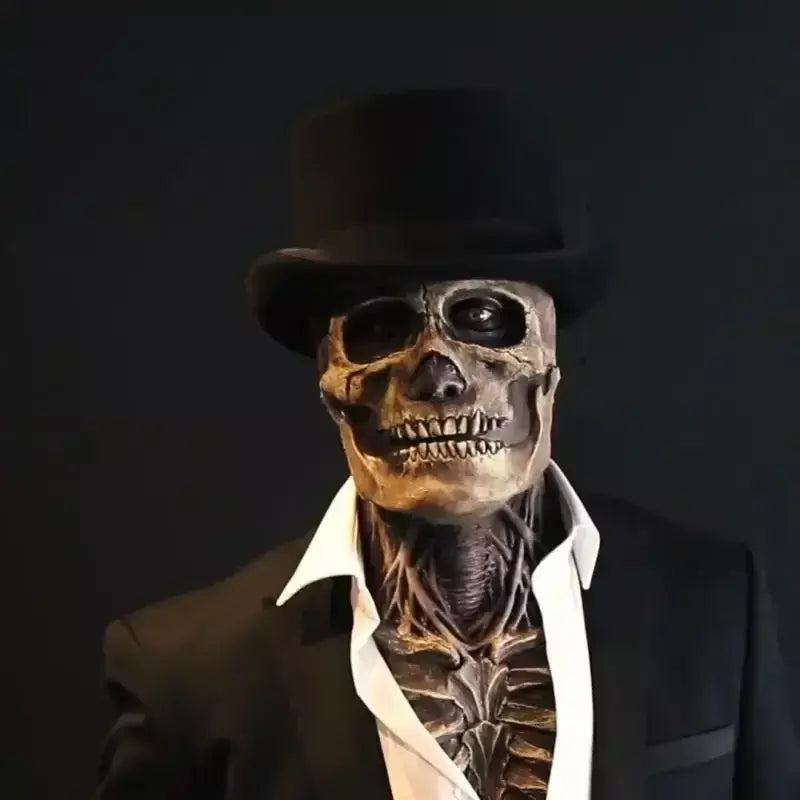 3D Móvel Máscara Esqueleto, Máscara de Horror Halloween, Festa Cosplay Adereços, Silicone Full Cap, Chapéu da Criatura, 2024