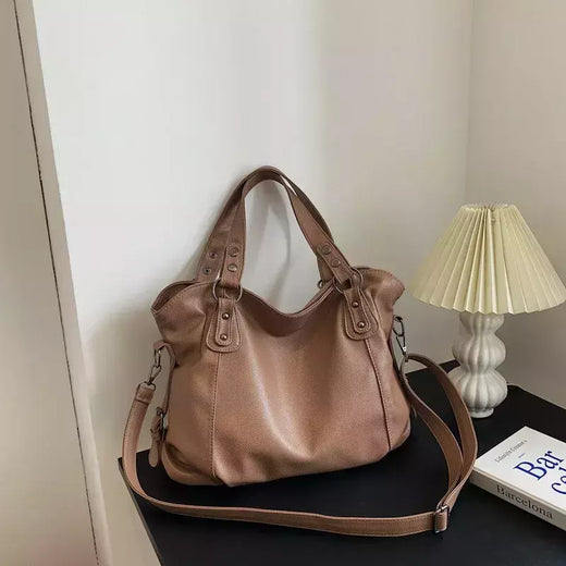 Bolsas de ombro pretas de grande capacidade para mulheres, bolsa de compras monocromática, couro macio, bolsa crossbody, sacola de viagem senhora