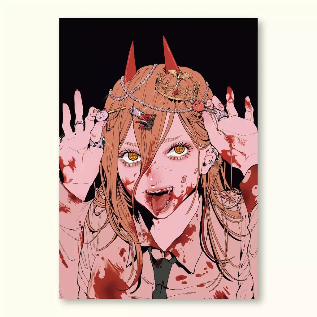 Motosserra homem teatro edição renee anime cartaz videira árvore pintura decorativa adesivos de parede pintura sem moldura decoração de parede