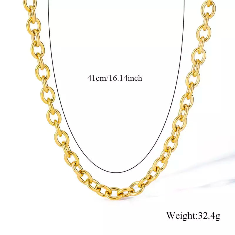 Eilieck 316l aço inoxidável metal charme corrente colar jóias de declaração 18k pvd banhado colar de pescoço corrente para mulher
