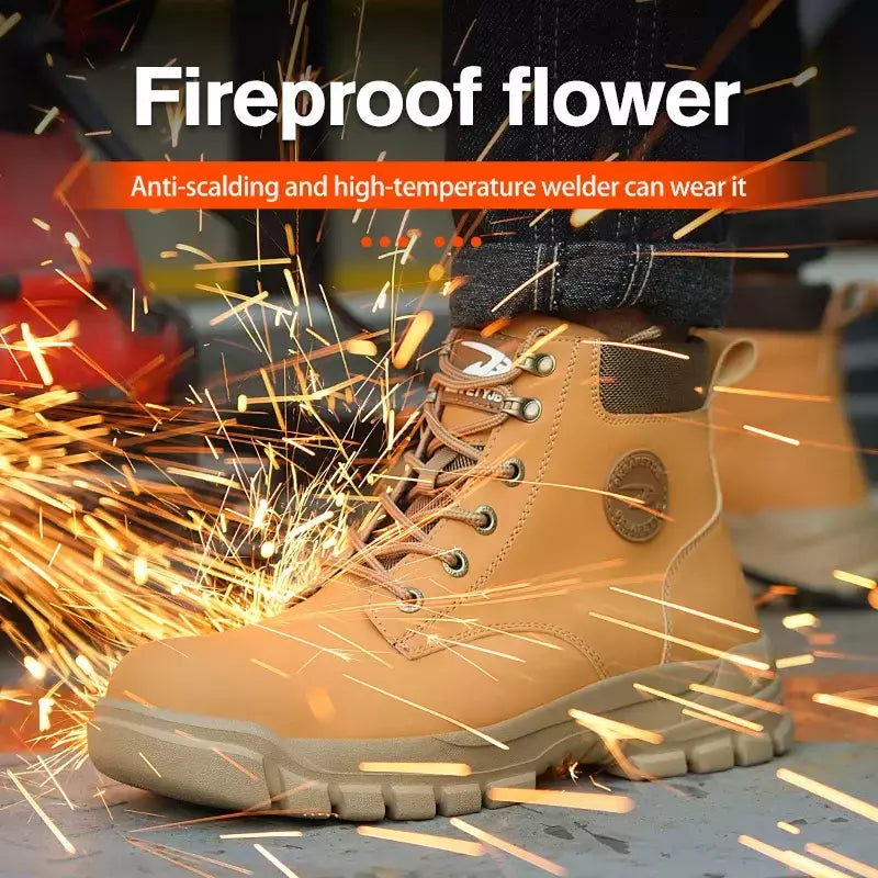 Botas de proteção de aço masculino, Anti-Smash, Anti-Punção, Trabalho, Segurança, Indestrutível, Impermeável, Inverno