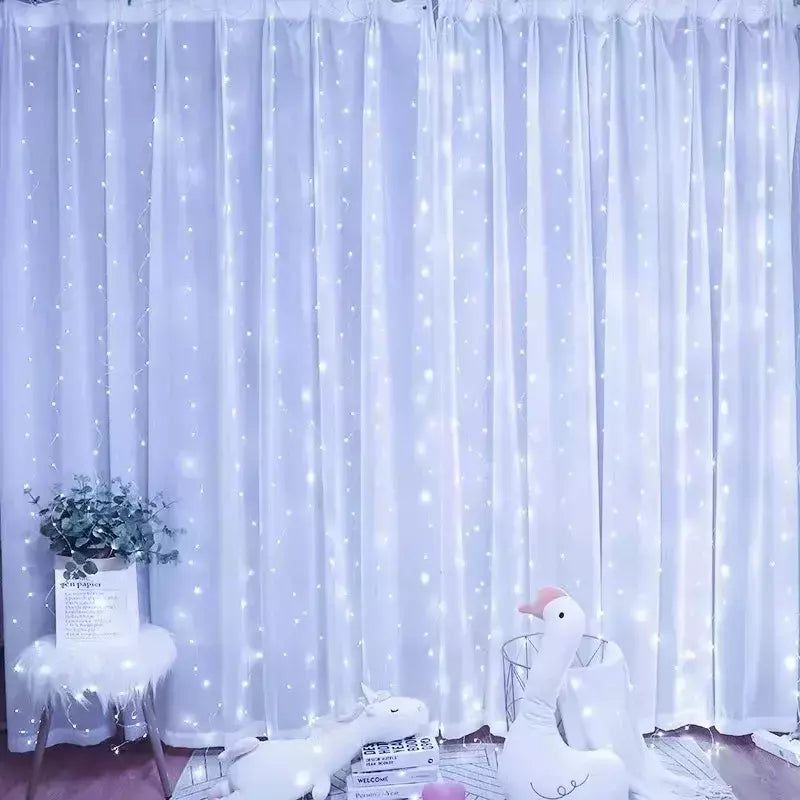 6x3m/3x3m grinalda na cortina festão de alimentação usb (com controle remoto) guirlanda de ano novo luzes led decoração de natal