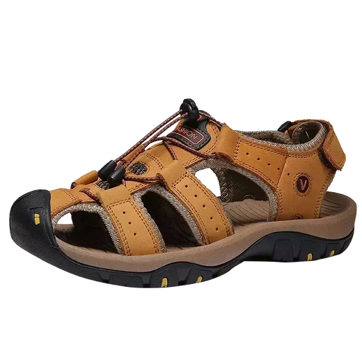 Sapatos masculinos casuais de couro genuíno, sandálias masculinas ao ar livre, sapatos romanos de praia, plus size 38-48, verão