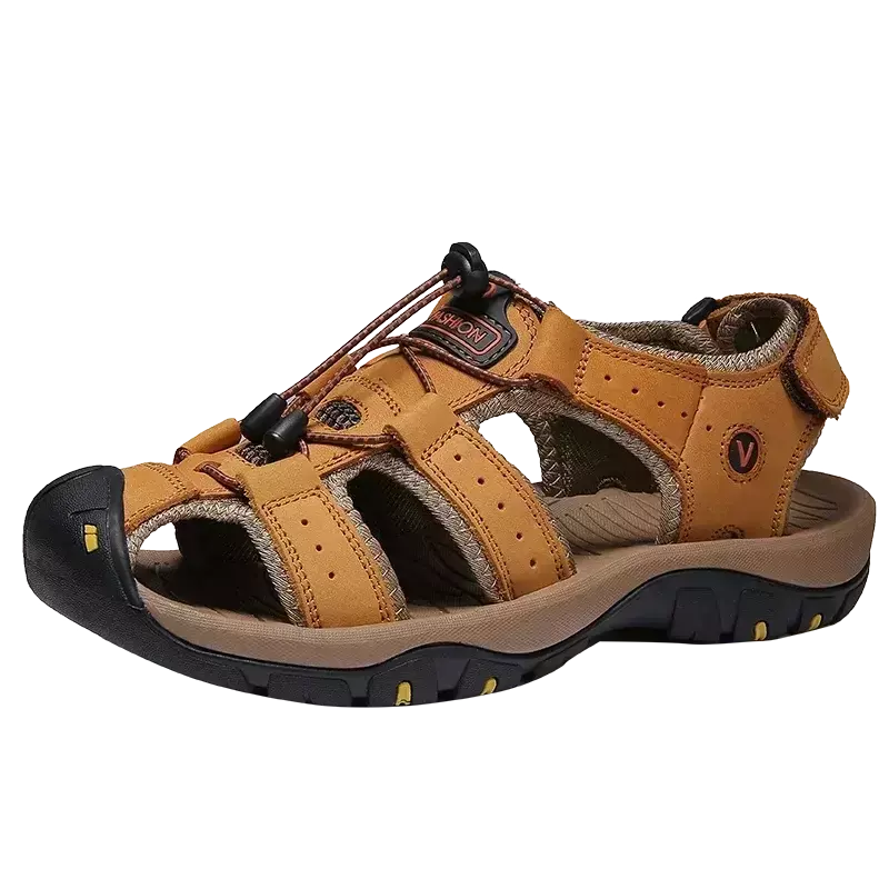 Sapatos masculinos casuais de couro genuíno, sandálias masculinas ao ar livre, sapatos romanos de praia, plus size 38-48, verão
