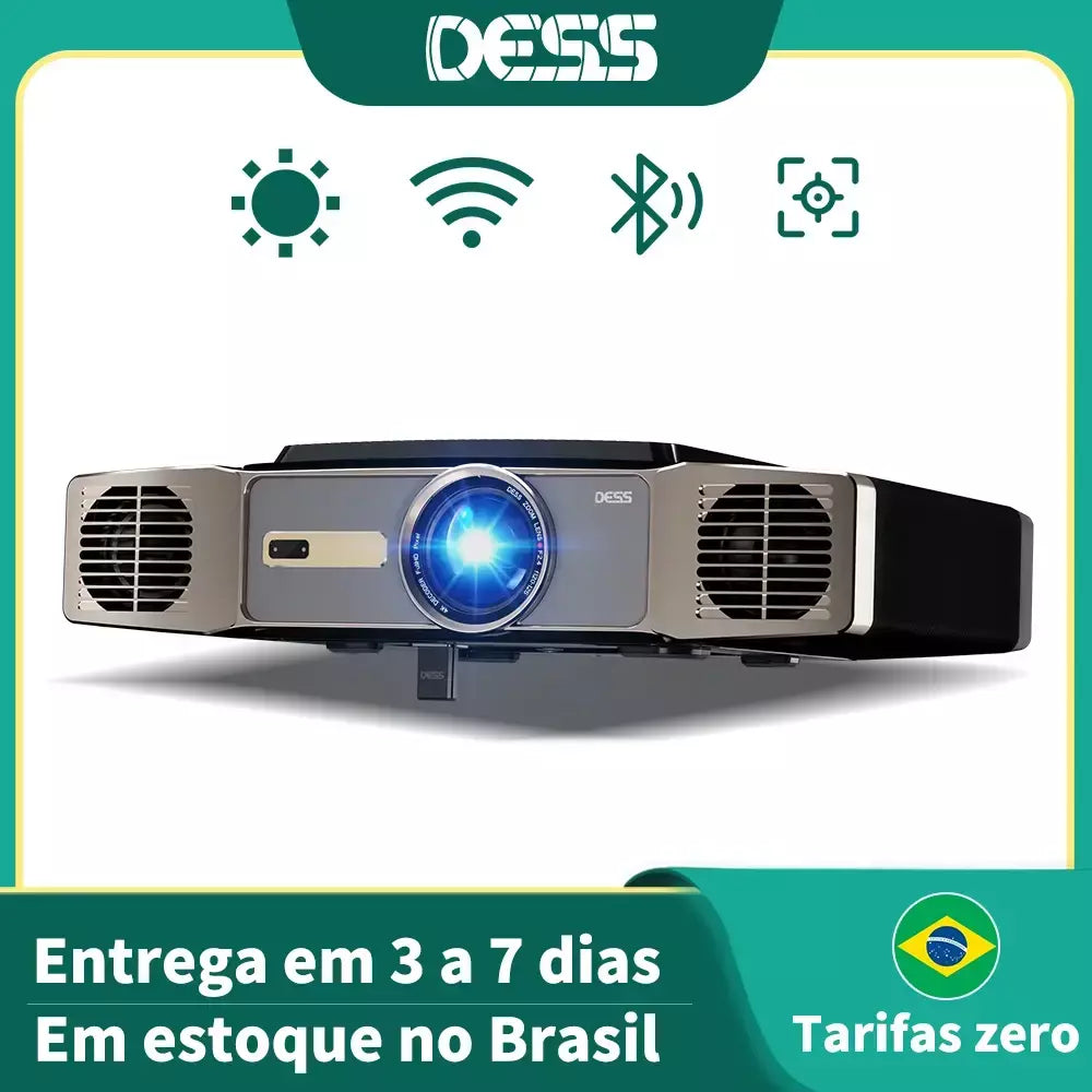 Projetor DESS 4K HD com foco automático Wi-Fi de eixo duplo projetor Android 4K home theater projetor externo Android Duty Free