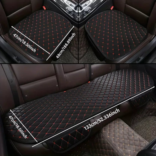 Kcimo 3 pçs algodão e linho conjunto de capa de assento de carro universal capa de assento de carro almofada protetor de assento de carro interior acessórios do carro
