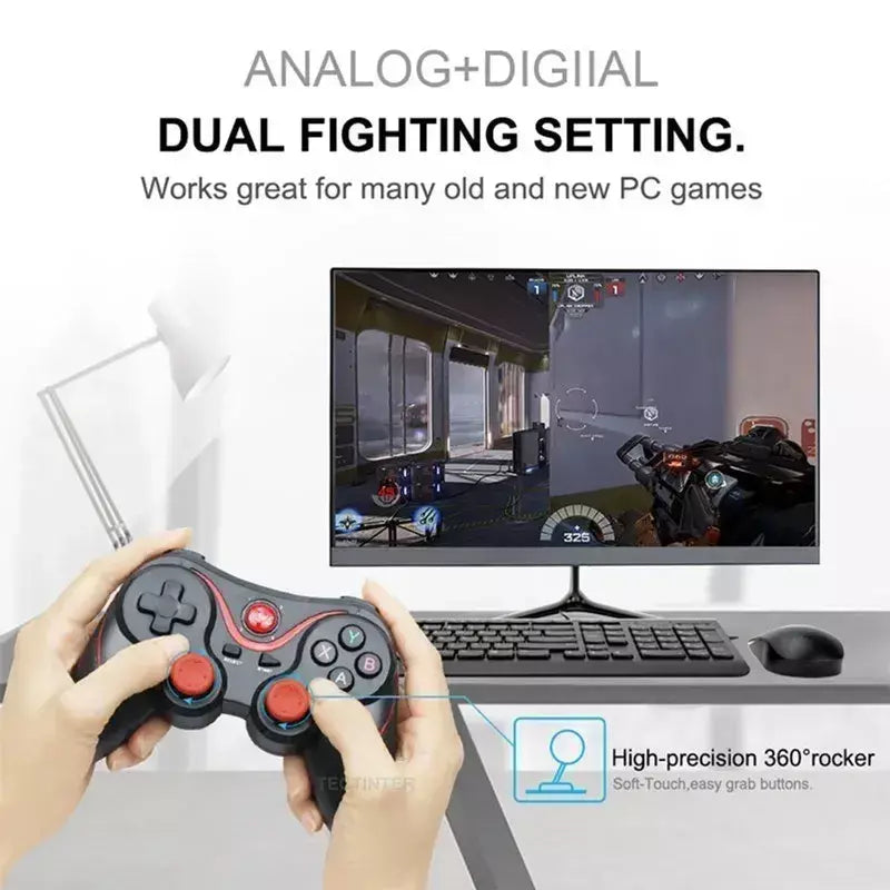 Terios t3 x3 controlador sem fio pc joystick gamepad suporte bluetooth para pc/android/ps3/ios/nintendo switch 2 acessórios