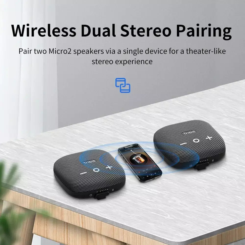 Tribit StormBox Micro 2 Alto-falante Bluetooth portátil, som alto baixo profundo, IP67 à prova d'água, alto-falante pequeno acampamento, alça embutida, 90dB