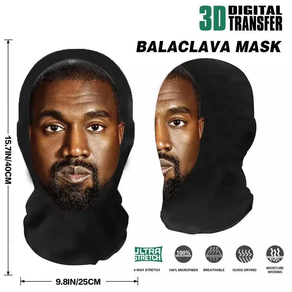 Cosplay 3d impresso kanye máscara estiramento malha máscara facial completa das mulheres dos homens role play cocar halloween moda balaclava cocar