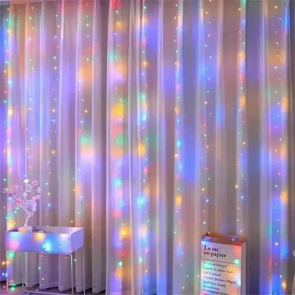 Natal usb cortina corda luzes de fadas 8 modo 6/3m led guirlanda remoto para festa jardim casa decoração casamento ano novo 2025