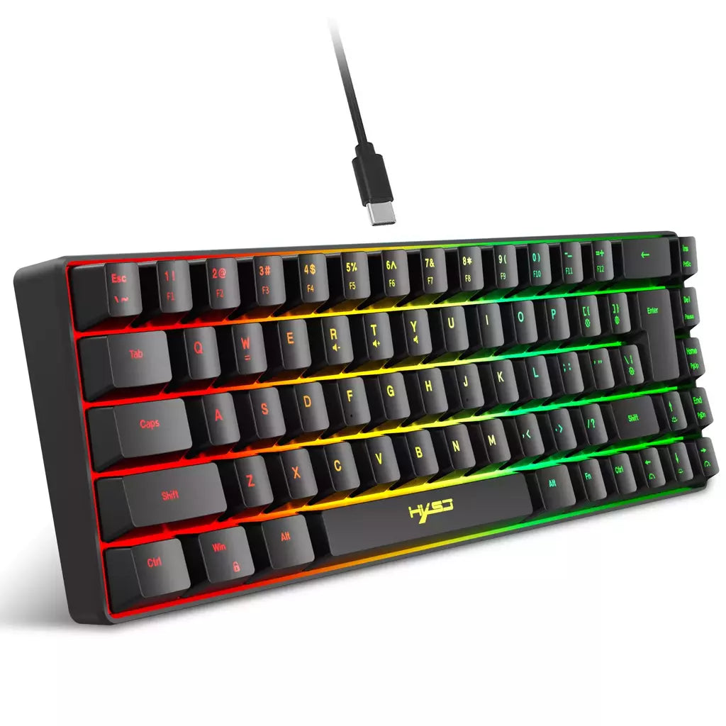 USB Wired Gaming Keyboard, 20 RGB Backlight, 68 Chaves, Portátil, Windows Laptops, Computador