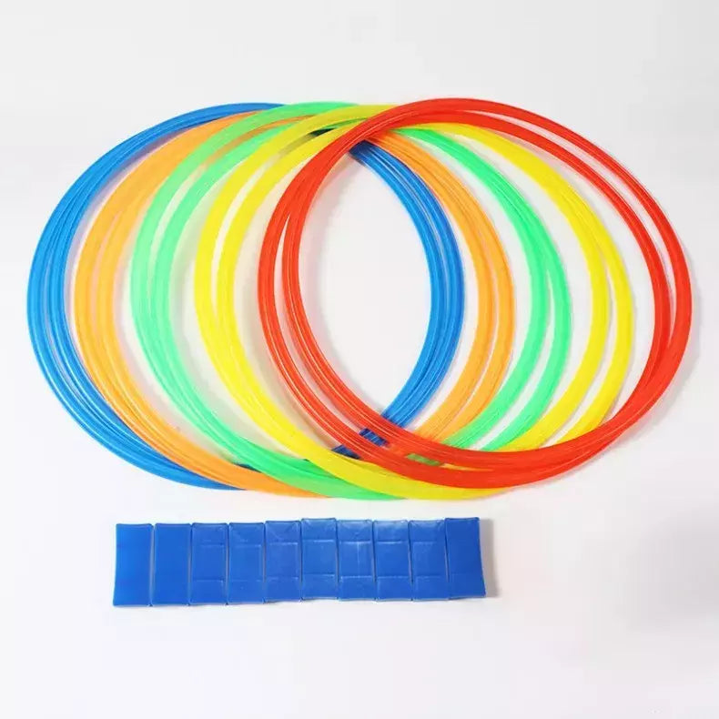 Brinquedos esportivos engraçados para treinamento físico infantil, treliça jump ring set, jogo ao ar livre, 10 aros, 10 conectores para brincar no parque, meninos e meninas, novo
