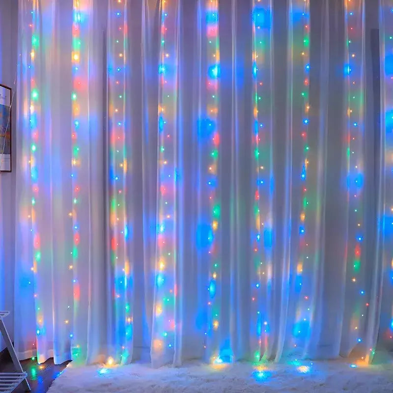 6x3m/3x3m grinalda na cortina festão de alimentação usb (com controle remoto) guirlanda de ano novo luzes led decoração de natal