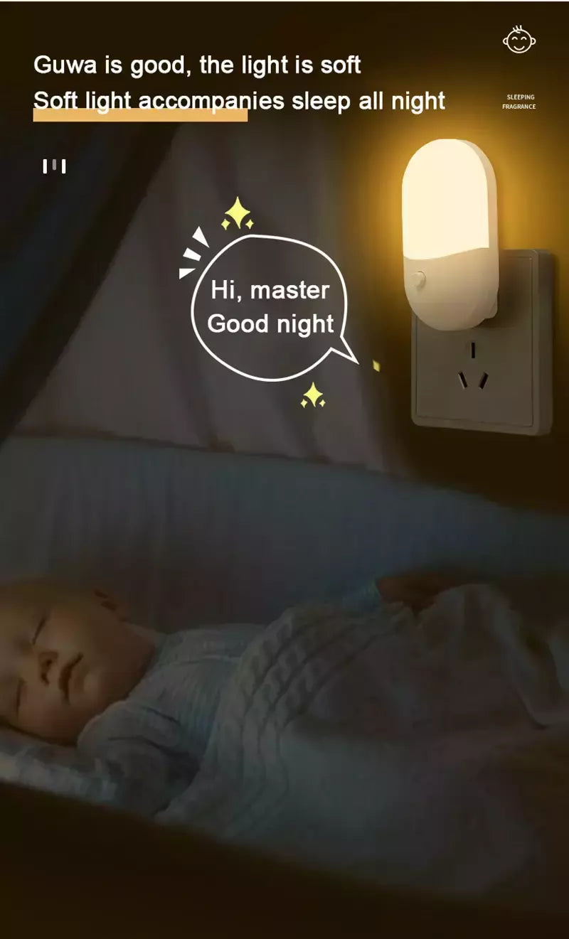 Lâmpada de cabeceira LED Mini Night Light, EU, EUA Plug, Proteção para os olhos, Uso para Quarto, Sala de estar, Alimentação do bebê