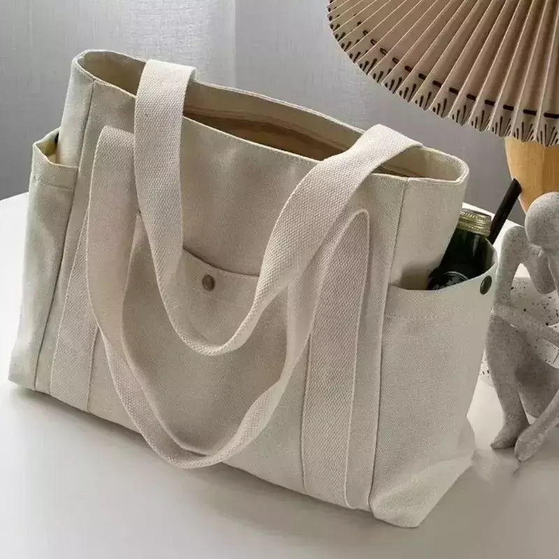 Estilo preppy bolsa de ombro unissex grande capacidade bolsa casual versátil sólida bolsa de lona estudante viajando zíper saco quadrado