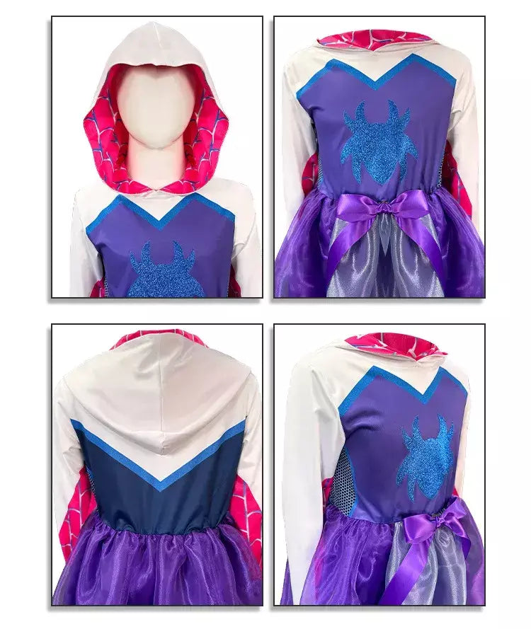 Meninas gwen fantasma aranha traje bodysuit halloween cosplay com capuz trajes de festa de férias fantasia sexy vestir-se hoodies maiô