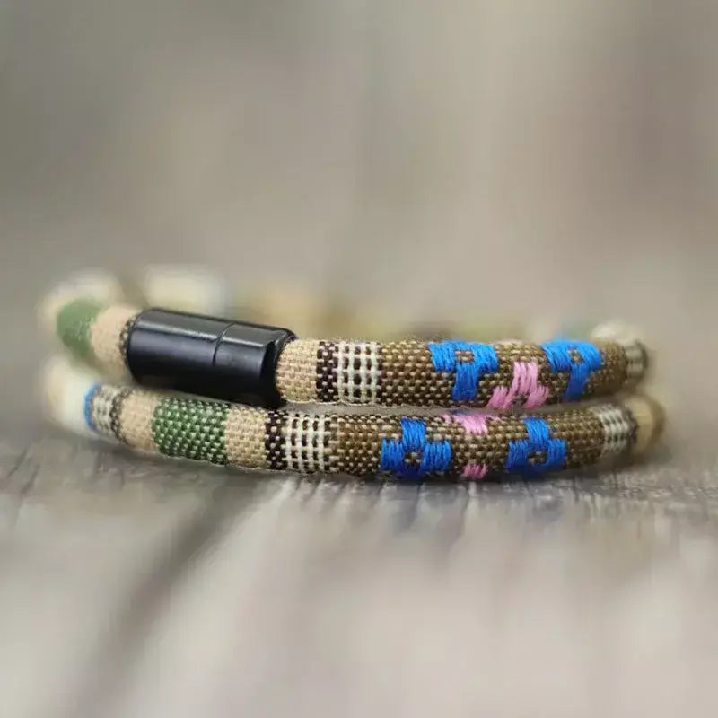 Novo em homens bohemia corda pulseira atrair magentic braclet aventura sobrevivência braslet pulseras hilo hombre praia surf brazalete
