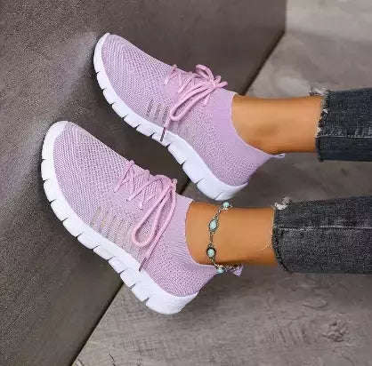 Tênis casual feminino, confortável e respirável, sapato de plataforma versátil com cordões, moda verão, 2024