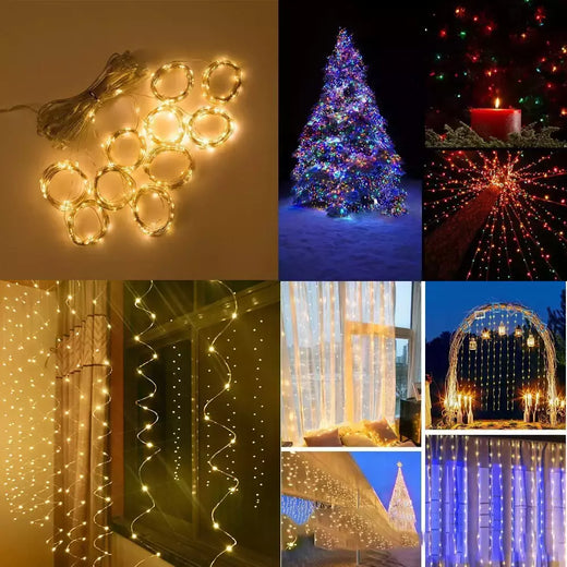 3m x 3m solar led cortina de luz da corda guirlanda luzes de natal casamento fada luz festa quintal jardim decoração iluminação do feriado