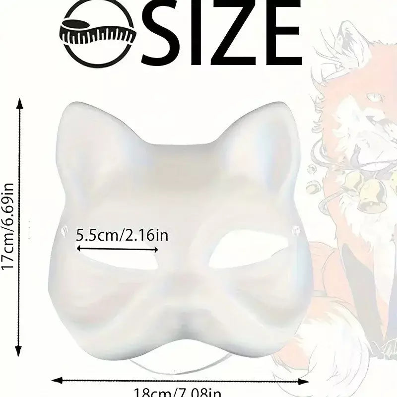 1-20 pçs máscara japonesa de papel em branco máscara halloween cosplay gato diy pintável meia máscara facial animal traje festa decoração artesanato prop