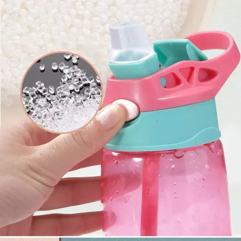 Bebê criativo dos desenhos animados alimentando copos com canudos, garrafas de água infantis, copos portáteis ao ar livre, à prova de vazamento, 480ml