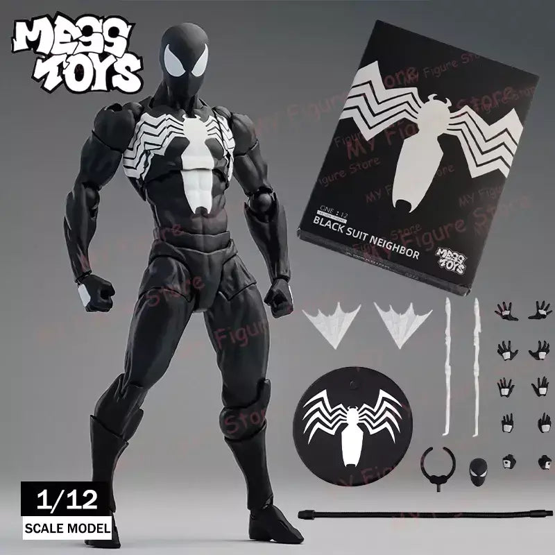Novos brinquedos bagunça figura do homem-aranha terno preto vizinho simbionte messto brinquedos escarlate vizinho figura de ação ct brinquedos preto vermelho homem aranha