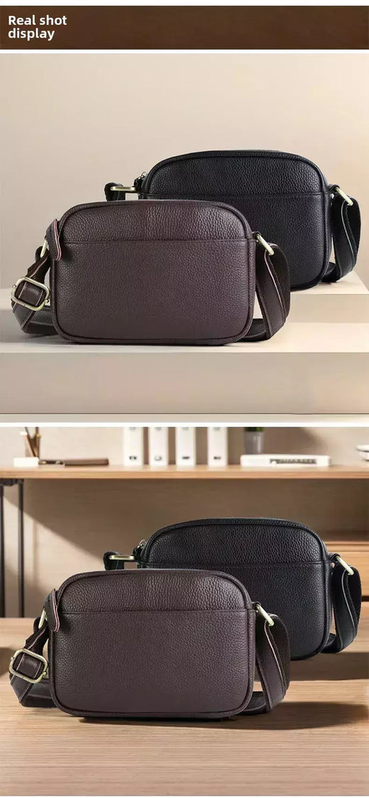 Joyir nova bolsa de ombro de couro genuíno masculino grande capacidade horizontal vintage lichia padrão ombro único saco inclinado para homem