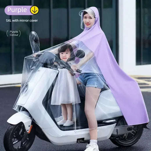 Capa de chuva para bicicleta elétrica, espessada e estendida, capa de chuva para motocicleta, poncho especial, peça única, capa de chuva para adultos