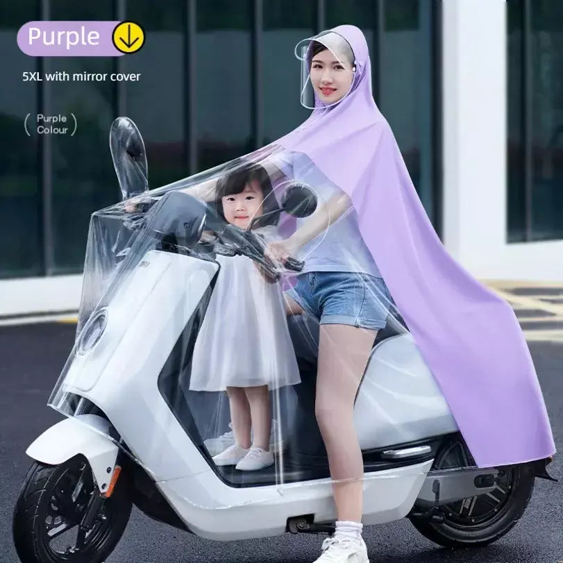 Capa de chuva para bicicleta elétrica, espessada e estendida, capa de chuva para motocicleta, poncho especial, peça única, capa de chuva para adultos