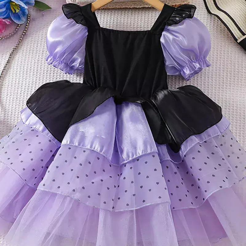 Vestido de menina de halloween vampiro vestido fofo para meninas crianças vestido de princesa roxo roupas legais lolita fantasia de festa de carnaval