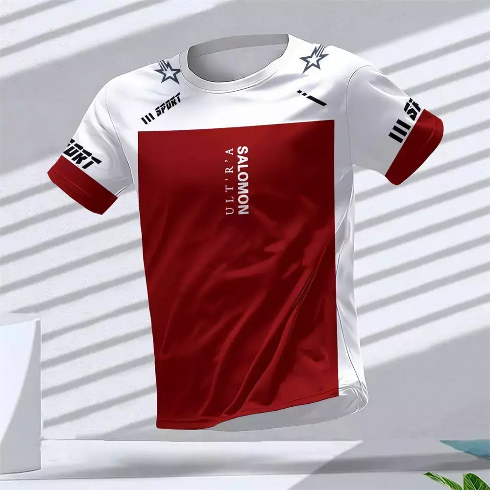 New Hot-Selling Outdoor Running Sports Respirável Quick-Secagem Roupas de Fitness Casual Wear Impressão 3D Em Torno Do Pescoço Adulto T-Shirt