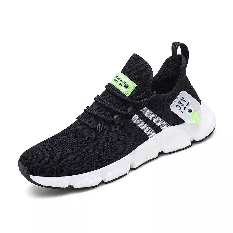 Tênis de corrida de malha leve masculino, sapato casual esportivo respirável, tênis unissex para caminhada, tênis branco para homens