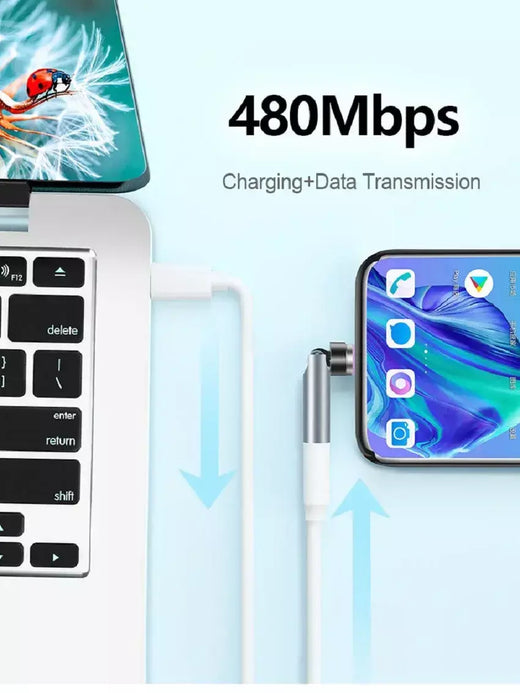 540 ° Fio magnético giratório de grau, adaptador pd 5a de carregamento rápido para acessórios de celular, conector de cabo de transferência de dados tipo c