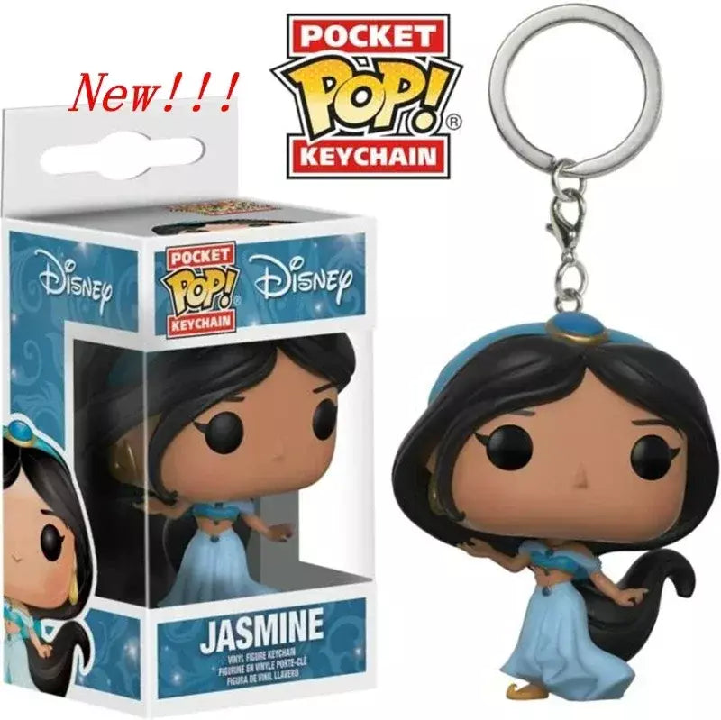 Novos chaveiros funko disney demona princesa bella ariel alice anna elsa bell jack sally ponto figura de ação brinquedos ornamentos