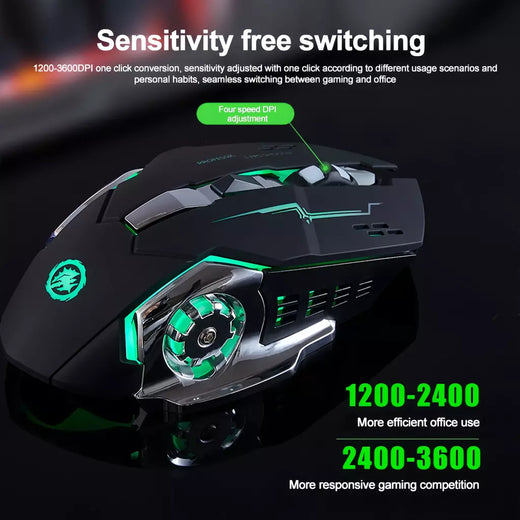 2.4g mouse sem fio bluetooth mouse rgb retroiluminado mouse para jogos recarregável mouse silencioso 3600 dpi mouse para macbook portátil