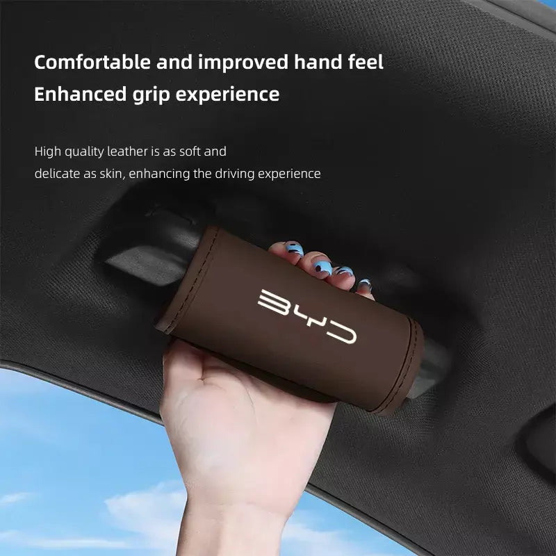 2 pçs carro anti deslizamento puxar luva interior do carro alça de couro protetor capa para byd tang s7 g3 m6 f3 atto 3 e6 qing yuan canção f3r