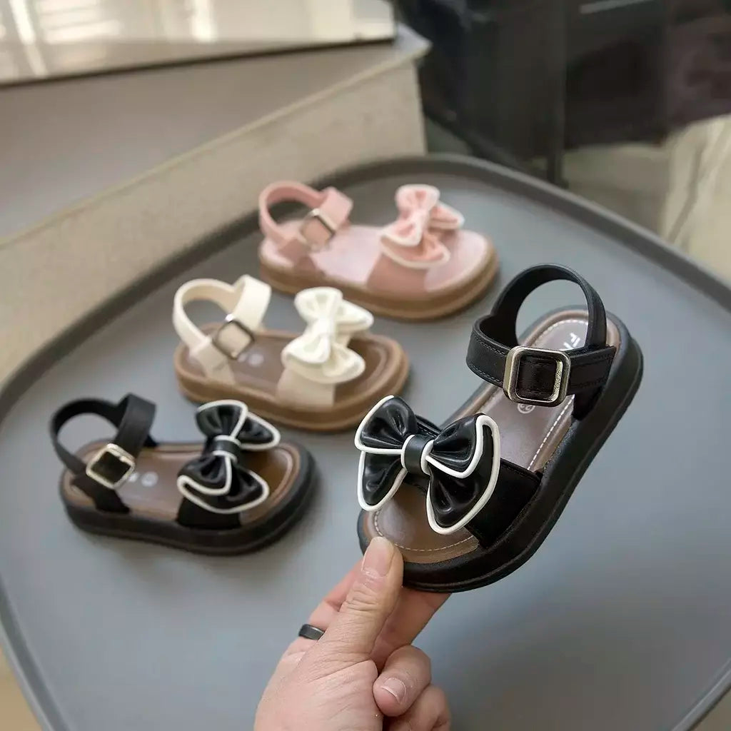 Meninas princesa sandálias de verão crianças verão sapatos de praia sapatos de dedo do pé aberto moda bowknot casual meninas sandálias sapatos de verão