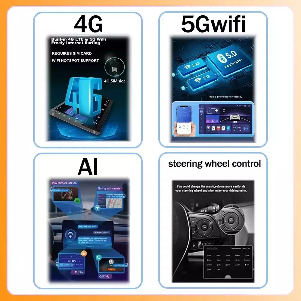 9.7 "carro para ford fiesta mk 7 2008-2019 android 15 auto rádio do carro reprodutor de vídeo multimídia navegação estéreo 4g bt wifi estéreo gps