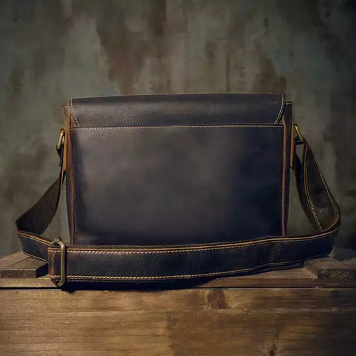 Maleta de couro genuíno vintage, saco de documentos do escritório masculino, corpo transversal, bolsa de ombro diária, mensageiro de negócios